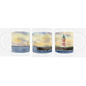 Tasse Becher Kaffeebecher  Aquarell Kunst Druck Kunstdruck Bremerhaven Leuchtturm Pingelturm - BHV1