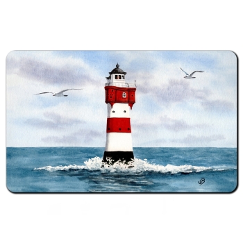 Frühstücksbrettchen Brettchen Aquarell Kunst Druck Kunstdruck Bremerhaven Leuchtturm Roter Sand - BHV2