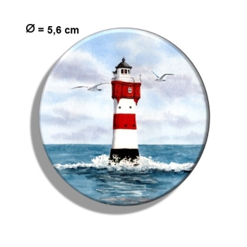 Kühlschrankmagnet m. Flaschenöffner Aquarell Kunst Druck Kunstdruck Bremerhaven Leuchtturm Roter Sand - BHV2