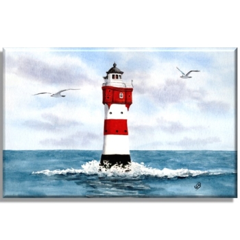 Leinwand 30 x 20 cm Keilrahmen Canvas-Leinen  Aquarell Kunst Druck Kunstdruck Bremerhaven Leuchtturm Roter Sand - BHV2
