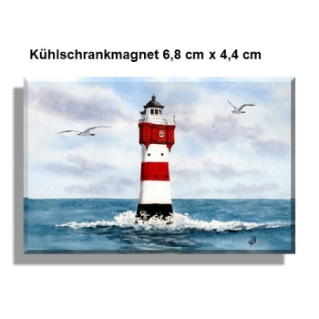 Kühlschrankmagnet  Aquarell Kunst Druck Kunstdruck Bremerhaven Leuchtturm Roter Sand - BHV2