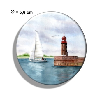 Kühlschrankmagnet m. Flaschenöffner Aquarell Kunst Druck Kunstdruck Bremerhaven Leuchtturm Nordmole Mole - BHV3