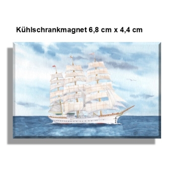 Kühlschrankmagnet  Aquarell Kunst Druck Kunstdruck Bremerhaven Schulschiff Segelschiff Deutschland - BHV6