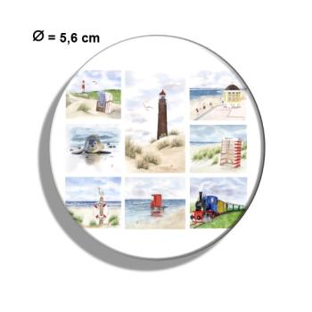 Fridge magnet with bottle opener Watercolor Maritime Art Print North Sea Island Borkum Beach Chair Lighthouse Ocean Dunes