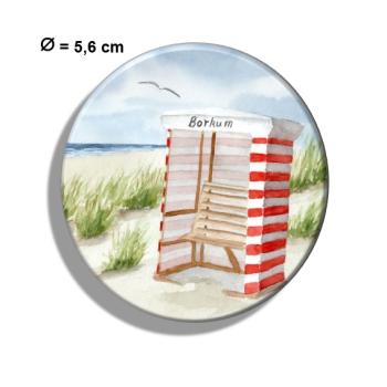 Kühlschrankmagnet m. Flaschenöffner Aquarell Maritim Kunst Druck Kunstdruck Nordsee Insel Borkum Strandzelt Zelt Strandkorb Strand Meer Dünen