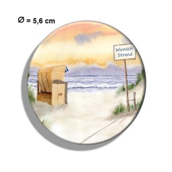 Kühlschrankmagnet m. Flaschenöffner Aquarell Kunst Druck Kunstdruck Strandkorb Sonnenuntergang Dänemark Nordsee Ostsee Meer Möwe Strand Wunschname