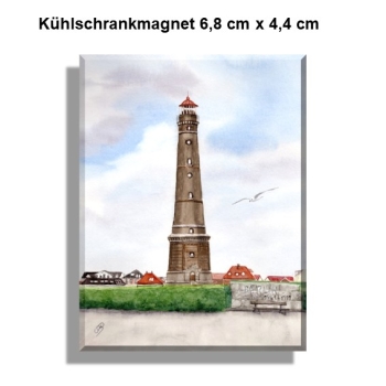 Kühlschrankmagnet Aquarell Maritim Kunst Druck Kunstdruck Nordsee Insel Borkum Neuer Leuchtturm Strand Meer Dünen
