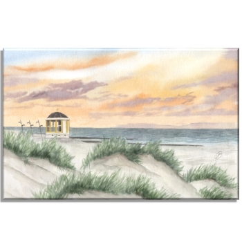 Leinwand 30 x 20 cm Keilrahmen Canvas-Leinen Pavillon Borkum - Sonnenuntergang - Düne - BO15