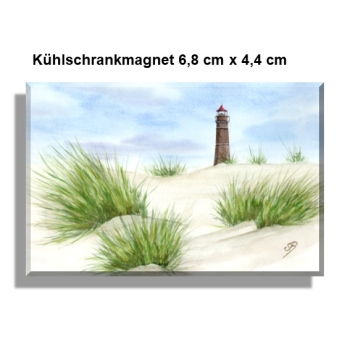 Kühlschrankmagnet Aquarell Maritim Kunst Druck Kunstdruck Nordsee Insel Borkum Neuer Leuchtturm Strand Meer Dünen