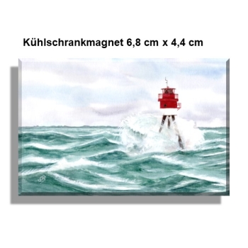 Kühlschrankmagnet Aquarell Maritim Kunst Druck Kunstdruck Nordsee Insel Kühlschrankmagnet  Borkum18 Fischerbalje Bake Leuchtfeuer