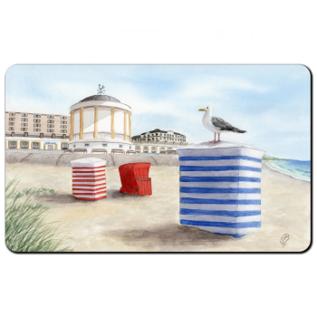 Breakfast Board Watercolor Maritime Art Print North Sea Island Borkum Pavillon Beach Ocean