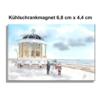 Kühlschrankmagnet Aquarell Maritim Kunst Druck Kunstdruck Nordsee Pavillon Musikpavillon Insel Borkum Meer Strand
