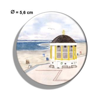 Kühlschrankmagnet m. Flaschenöffner Aquarell Maritim Kunst Druck Kunstdruck Nordsee Pavillon Musikpavillon Insel Borkum Meer Strand