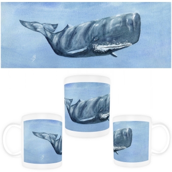 Tasse Becher Kaffeebecher Aquarell Maritim Kunst Druck Kunstdruck Dänemark Nordsee Ostsee Wal Pottwal Schweinswale Schweinswal