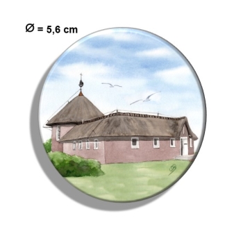 Kühlschrankmagnet m. Flaschenöffner Aquarell Maritim Kunst Druck Kunstdruck Nordsee Insel Baltrum Kirche