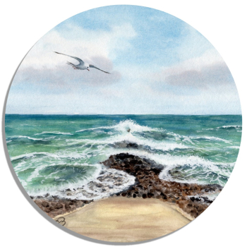Coasters glass coasters 9,5 x  9,5 cm Watercolor Maritime Art Print North Sea Island Baltrum Beach Dunes