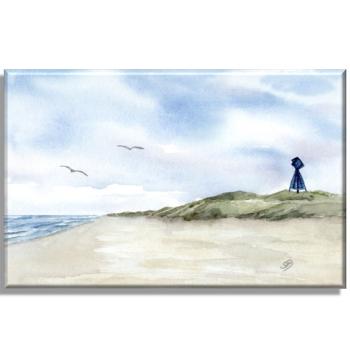 Leinwand 30 x 20 cm Keilrahmen Canvas-Leinen Aquarell Maritim Kunst Druck Kunstdruck Nordsee Insel Baltrum Bake Düne Dünen Strand Meer