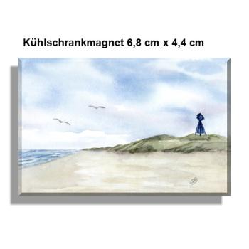 Kühlschrankmagnet Aquarell Maritim Kunst Druck Kunstdruck Nordsee Insel Baltrum Bake Düne Dünen Strand Meer