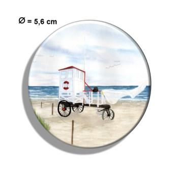 Kühlschrankmagnet m. Flaschenöffner  Aquarell Maritim Kunst Druck Kunstdruck Nordsee Insel Baltrum Strand Dünen Meer Badeturm