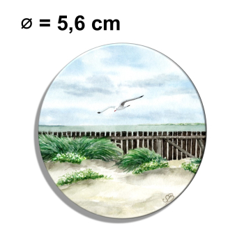 Kühlschrankmagnet m. Flaschenöffner  Aquarell Maritim Kunst Druck Kunstdruck Nordsee Insel Baltrum Strand Dünen Meer