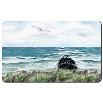 Frühstücksbrettchen Brettchen  Aquarell Maritim Kunst Druck Kunstdruck Nordsee Insel Baltrum Strand Dünen Meer