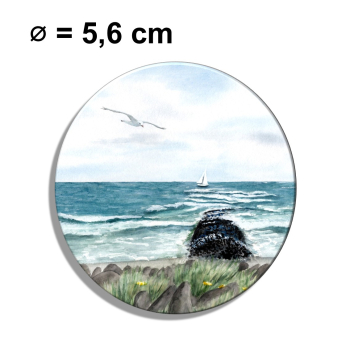 Kühlschrankmagnet m. Flaschenöffner  Aquarell Maritim Kunst Druck Kunstdruck Nordsee Insel Baltrum Strand Dünen Meer