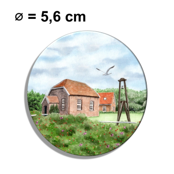 Kühlschrankmagnet m. Flaschenöffner Aquarell Maritim Kunst Druck Kunstdruck Nordsee Insel Baltrum Kirche Inselglocke