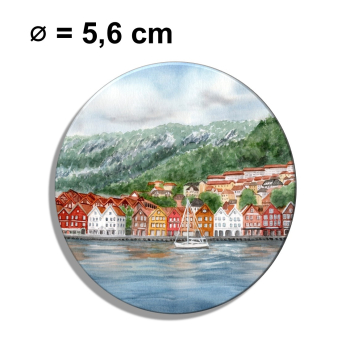 Kühlschrankmagnet m. Flaschenöffner  Aquarell Kunst Druck Kunstdruck Norwegen Norge Norway Bergen Bryggen - NO8