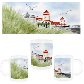 Tasse Becher Kaffeebecher Aquarell Maritim Kunst Druck Kunstdruck Ostsee Rügen Binz1 - Kurhaus Binz
