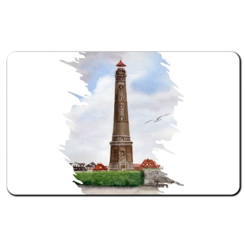 Frühstücksbrettchen Brettchen Aquarell Maritim Kunst Druck Kunstdruck Nordsee Insel Borkum Neuer Leuchtturm Strand Meer Dünen