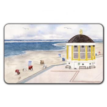 Breakfast Board Watercolor Maritime Art Print North Sea Island Borkum Pavillon Beach Ocean