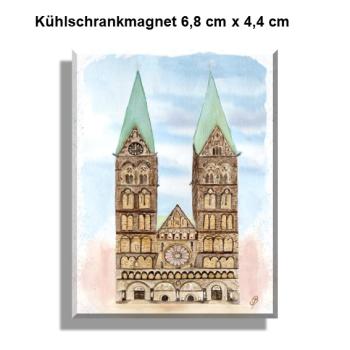 Kühlschrankmagnet Aquarell Maritim Kunst Druck Kunstdruck Bremen Bremer Dom Souvenir Souvenirs