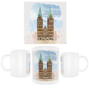 Tasse Becher Kaffeebecher Aquarell Maritim Kunst Druck Kunstdruck Bremen Bremer Dom Souvenir Souvenirs