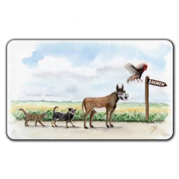 Frühstücksbrettchen Brettchen Aquarell Maritim Kunst Druck Kunstdruck Bremen Bremer Stadtmusikanten Nordsee Souvenir Souvenirs
