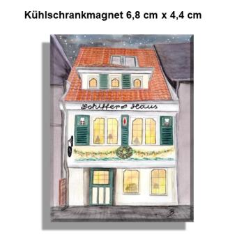 Kühlschrankmagnet Aquarell Maritim Kunst Druck Kunstdruck Bremen Bremer Schnoor Gasse Nordsee Souvenir Souvenirs Schifferhaus