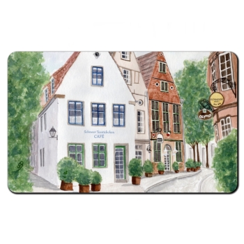 Frühstücksbrettchen Brettchen Aquarell Maritim Kunst Druck Kunstdruck Bremen Bremer Schnoor Gasse Nordsee Souvenir Souvenirs