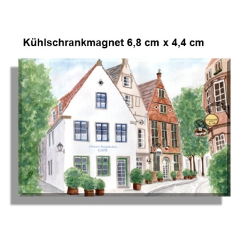 Kühlschrankmagnet Aquarell Maritim Kunst Druck Kunstdruck Bremen Bremer Schnoor Gasse Nordsee Souvenir Souvenirs