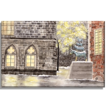 Leinwand 30 x 20 cm Keilrahmen Canvas-Leinen Bremer Stadtmusikanten Weihnachten - Bremen12