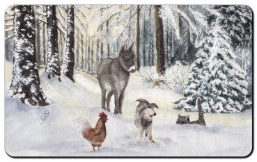 Frühstücksbrettchen Brettchen Bremer Stadtmusikanten Weihnachten im Wald - Bre16
