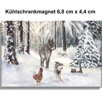 Kühlschrankmagnet Bremer Stadtmusikanten Weihnachten im Wald - Bre16