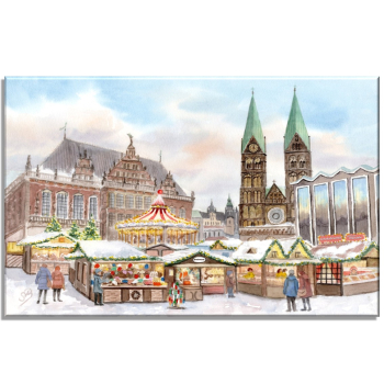 Leinwand 30 x 20 cm Keilrahmen Canvas-Leinen Weihnachtsmarkt Bremen - Bremer Weihnachtsmarkt  - Bre18