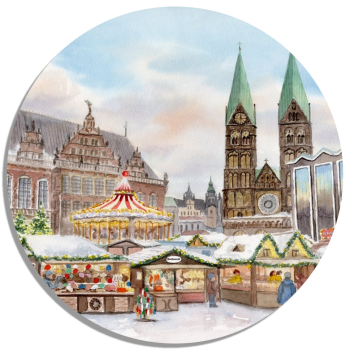 Untersetzer Glasuntersetzer rund 9,5 cm - Weihnachtsmarkt Bremen - Bremer Weihnachtsmarkt  - Bre18