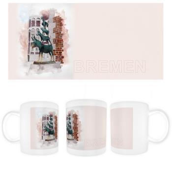Tasse Becher Kaffeebecher Aquarell Maritim Kunst Druck Kunstdruck Bremen Bremer Stadtmusikanten Nordsee Souvenir Souvenirs