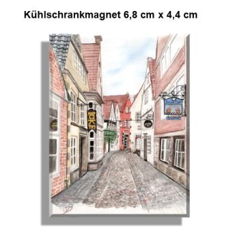 Kühlschrankmagnet Aquarell Maritim Kunst Druck Kunstdruck Bremen Bremer Schnoor Gasse Nordsee Souvenir Souvenirs