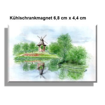 Fridge magnet Watercolor Maritime Art Print Bremen Bremer Windmill Mill  Souvenir Souvenirs North Sea