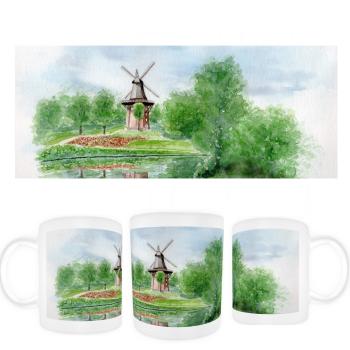 Cup Coffee Cup Mug Watercolor Maritime Art Print Bremen Bremer Windmill Mill Souvenir Souvenirs North Sea