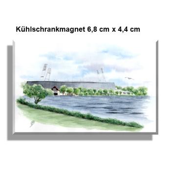 Kühlschrankmagnet Aquarell Maritim Kunst Druck Kunstdruck Werder Bremen Bremer Weserstation Fußball Stadion