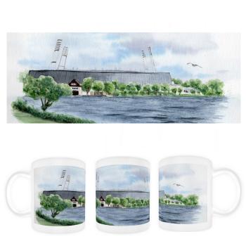 Tasse Becher Kaffeebecher Aquarell Maritim Kunst Druck Kunstdruck Werder Bremen Bremer Weserstation Fußball Stadion