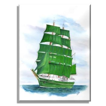 Leinwand 30 x 20 cm Keilrahmen Canvas-Leinen Aquarell Maritim Kunst Druck Kunstdruck Alexander von Humboldt Alex Schiff Segelschiff Schulschiff