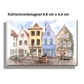 Kühlschrankmagnet Aquarell Maritim Kunst Druck Kunstdruck Bremen Bremer Schnoor Gasse Nordsee Souvenir Souvenirs